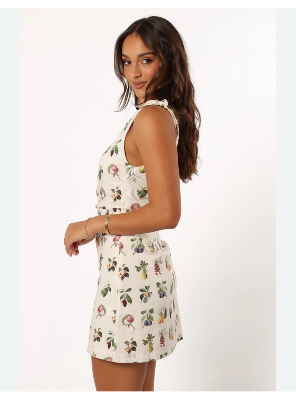 Petal & Pup Cream Floral Tie-Shoulder Mini Dress
